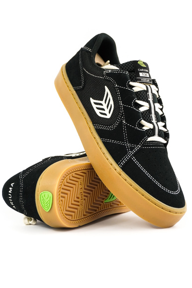 Boty Cariuma - T20 Pro Gum Black Suede and Mesh Ivory Logo Contrast Thread Sneaker