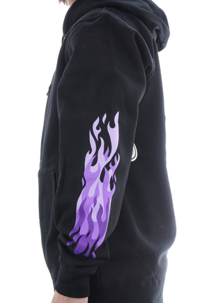 Mikina Real - Mikina s kapucí Flames Sleeve (černá)