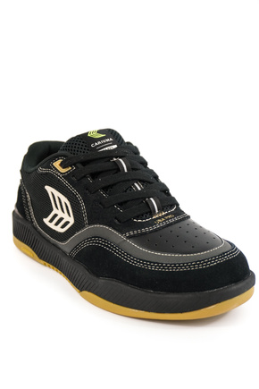 Boty Cariuma - Uba Pro Black Suede And Mesh Silver Cloud Logo Sneaker