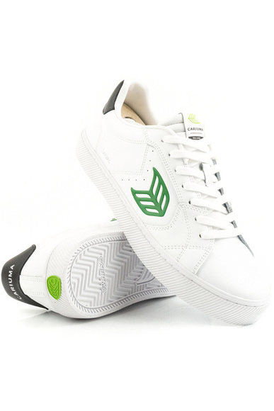 Boty Cariuma - SALVAS White Leather Green Logo and Black Sneaker 