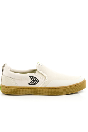 Boty Cariuma - Slip On Skate Pro Vintage White Suede and Canvas Black Logo