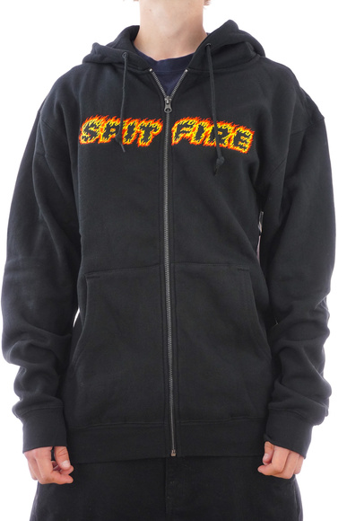 Mikina Spitfire - Zip Flames Script (černá)