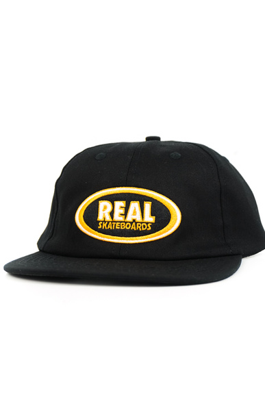 Real - Oválná kšiltovka s nápisem Strapback (černá/oranžová)