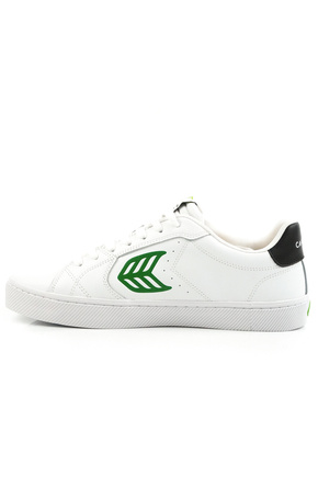Boty Cariuma - SALVAS White Leather Green Logo and Black Sneaker 