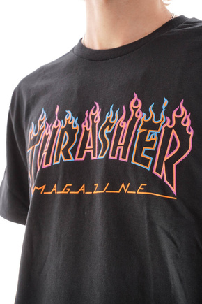 Thrasher - Tričko Double Flame (neon/černá)