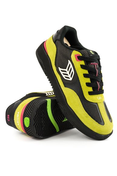 Boty Cariuma - Skategoat C25 Pro Lime Green Suede Black Mesh Ivory Logo Pink Sneaker
