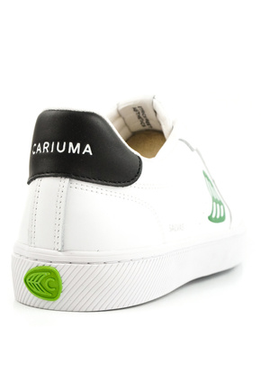 Boty Cariuma - SALVAS White Leather Green Logo and Black Sneaker 