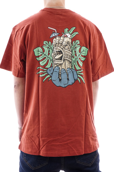 Tričko Santa Cruz - Tiki Hand Strip (tmavě rezavé)
