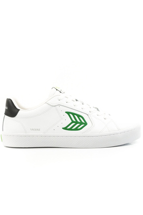 Boty Cariuma - SALVAS White Leather Green Logo and Black Sneaker 