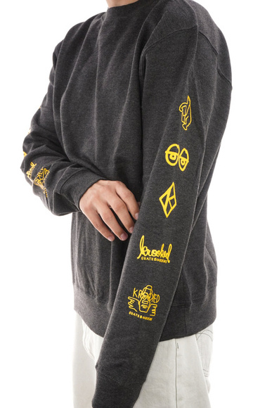 Mikina Krooked Crewneck Sweatshirt - Naskar (charcoal heather/gold)