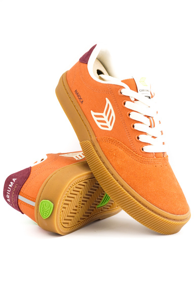 Boty Cariuma - Naioca Pro Gum Burnt Orange Suede and Canvas Ivory Logo Ruby Wine Sneaker