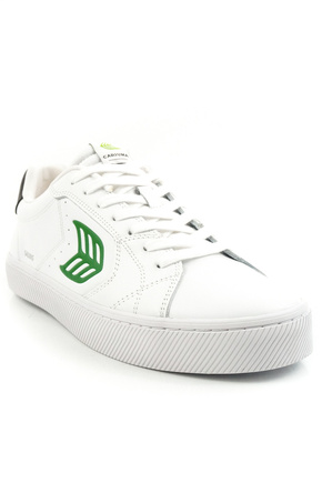 Boty Cariuma - SALVAS White Leather Green Logo and Black Sneaker 