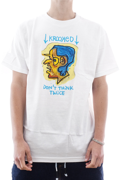 Tričko Krooked - Blue Thinker (bílé)